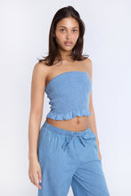 Chambray Smocked Strapless Top thumbnail 2