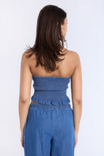 Chambray Smocked Strapless Top thumbnail 8