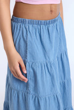 Chambray Tiered Maxi Skirt thumbnail 6