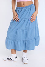 Chambray Tiered Maxi Skirt thumbnail 8