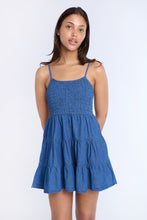 Chambray Smocked Tiered Mini Dress thumbnail 6