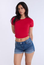 Low Rise Midi Denim Shorts thumbnail 1