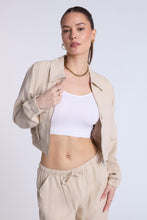 Linen-Blend Cargo Bomber Jacket thumbnail 1