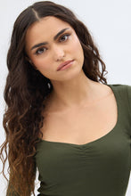 Ribbed Knit Long Sleeve Sweetheart Neckline Bodysuit thumbnail 14
