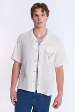 Linen-Blend Western Embroidered Short Sleeve Shirt thumbnail 1