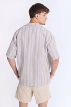 Linen-Blend Textured Striped Short Sleeve Shirt thumbnail 7