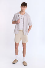 Linen-Blend Textured Striped Short Sleeve Shirt thumbnail 8