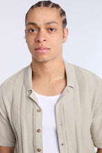 Cotton-Blend Button-Up Short Sleeve Textured Knit Shirt thumbnail 7