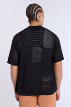 Cotton-Blend Button-Up Short Sleeve Eyelet Knit Shirt thumbnail 4