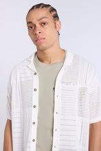 Cotton-Blend Button-Up Short Sleeve Eyelet Knit Shirt thumbnail 6