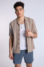 Cotton-Blend Sweater Knit Striped Short Sleeve Shirt thumbnail 5