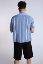 Cotton-Blend Sweater Knit Striped Short Sleeve Shirt thumbnail 3