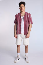 Cotton-Blend Sweater Knit Striped Short Sleeve Shirt thumbnail 12