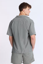 Linen-Blend Striped Seersucker Short Sleeve Shirt thumbnail 7