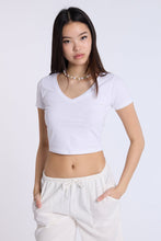 AERO Cotton Short Sleeve V-Neck Cropped Tee thumbnail 1