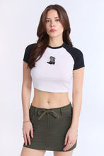 AERO Ribbed Knit Graphic Raglan Sleeve Baby Tee thumbnail 1