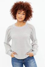 Knit Sweater with Pointelle Sleeves thumbnail 2
