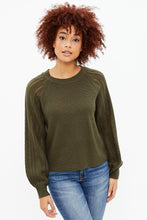Knit Sweater with Pointelle Sleeves thumbnail 4