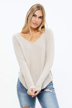 Brushed Waffle V-Neck Long Sleeve thumbnail 2