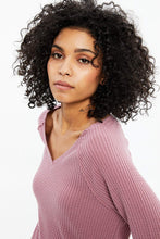 Brushed Waffle V-Neck Long Sleeve thumbnail 5