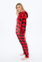 Soft Plush Plaid Sherpa Lined Zip-Up Onesie thumbnail 3