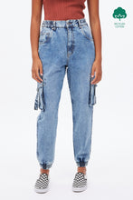 High Rise Baggy Denim Cargo Jogger thumbnail 1