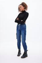 High Rise Knit Denim Cargo Jogger thumbnail 3