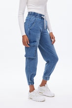 High Rise Knit Denim Cargo Jogger thumbnail 12