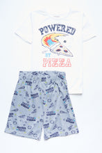 AERO Boys Graphic Powered By Pizza 2 Piece Pajama Set thumbnail 1