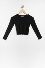 AERO Girls Super Soft Ribbed Lettuce Edge Long Sleeve Crop Top thumbnail 2