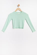 AERO Girls Super Soft Ribbed Lettuce Edge Long Sleeve Crop Top thumbnail 4