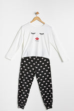 AERO Girls Super Soft Aéropostale Lips and Lashes Graphic 2 Piece Pajama Set thumbnail 1