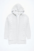 AERO Girls Cable Knit Open-Front Hooded Cardigan thumbnail 3