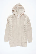 AERO Girls Cable Knit Open-Front Hooded Cardigan thumbnail 1