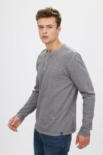 T-shirt à manches longues en coton Slub à col boutonné thumbnail 3