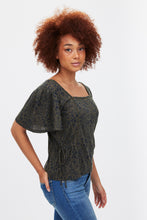 Short Sleeve Tie-Side Peasant Top thumbnail 3