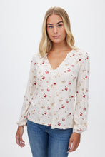 Floral Printed Balloon Sleeve Peasant Top thumbnail 1