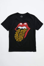 T-shirt petit ami à imprimé Rolling Stones langue en léopard thumbnail 4