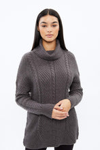 Pull torsadé jacquard à col roulé thumbnail 1