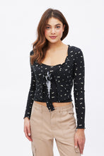 AERO Lettuce Edge Tie-Front Flower Print Cropped Cardigan thumbnail 2