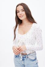 AERO Lettuce Edge Tie-Front Flower Print Cropped Cardigan thumbnail 5