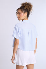Linen-Blend Cropped Short Sleeve Button-Up Shirt thumbnail 7