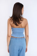Chambray Smocked Strapless Top thumbnail 6