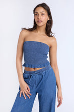 Chambray Smocked Strapless Top thumbnail 1