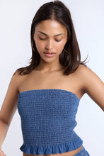 Chambray Smocked Strapless Top thumbnail 7