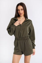 Zip-Up Fleece Long Sleeve Mock Neck Romper thumbnail 1