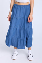 Chambray Tiered Maxi Skirt thumbnail 3
