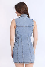 Collared Button-Front Denim Mini Dress thumbnail 3