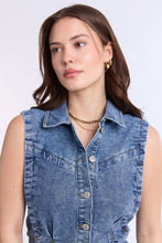 Collared Button-Front Denim Mini Dress thumbnail 7