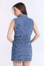 Collared Button-Front Denim Mini Dress thumbnail 8
